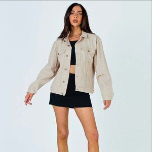 Princess Polly Denim Jacket Beige S/M